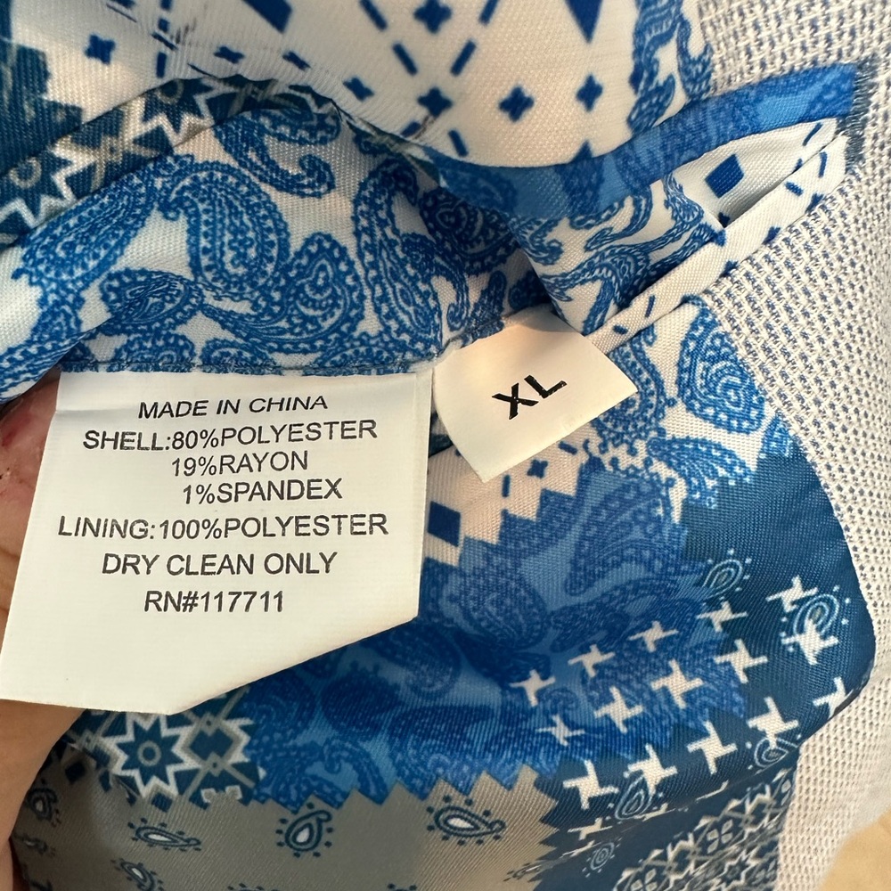 Alan Flusser XL Light Blue Blazer Textured Sport Coat Patchwork Lining - Picture 6 of 6